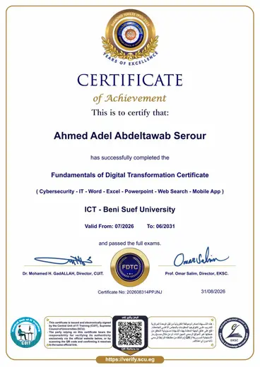 Fundamentals of Digital Transformation certificate